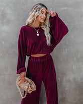 Swift Billowed Plisse Top - Wine